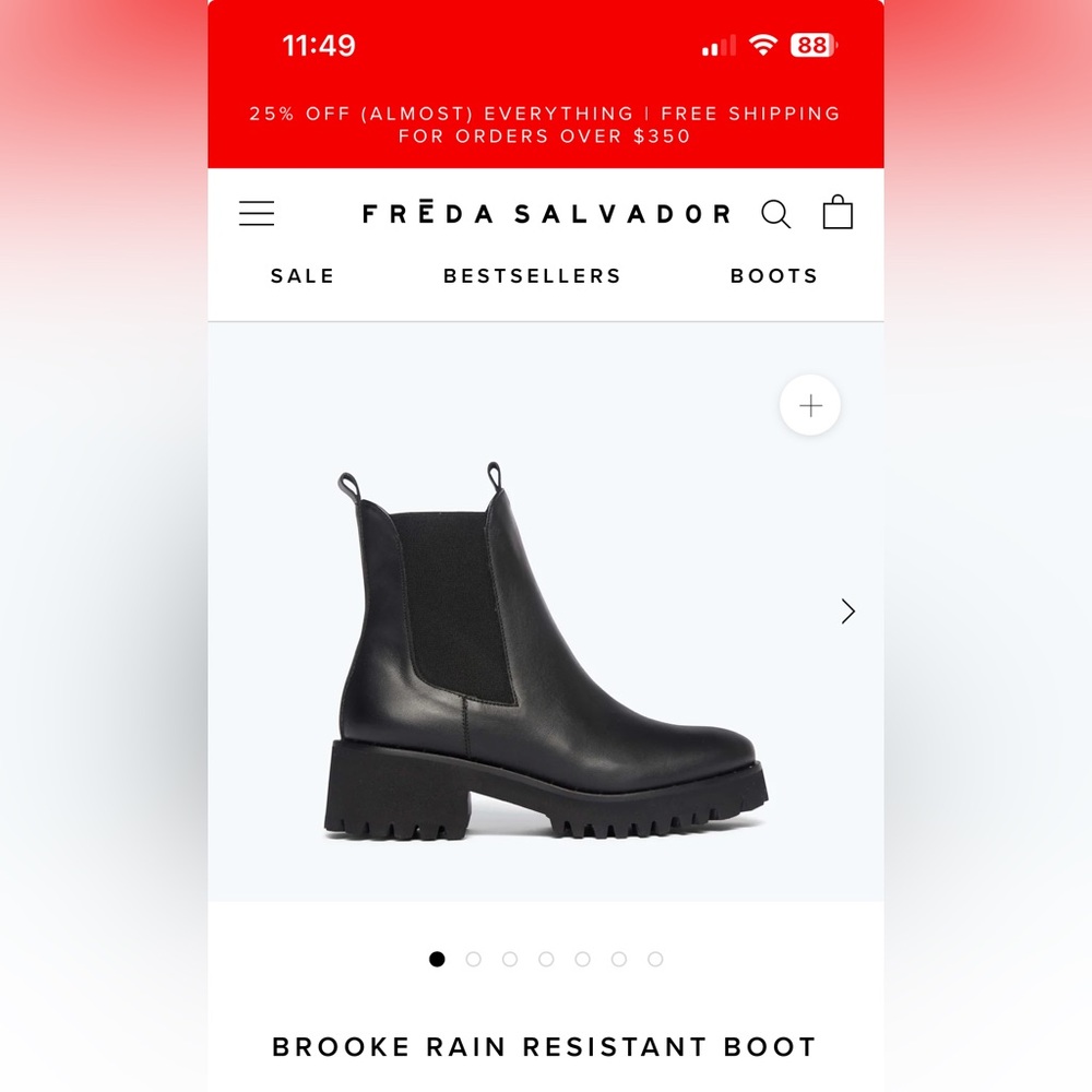 Freda Salvador Brooke rain resistant boot, black sz 7.5